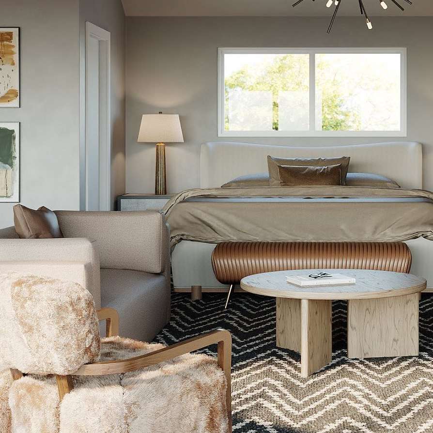 米色midcantury卧室