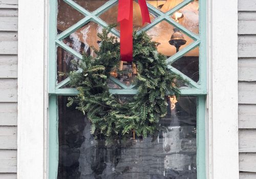 Wreath on window