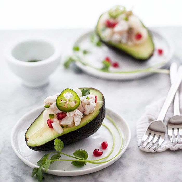 虾酸橘汁腌鱼，毛绒鳄梨