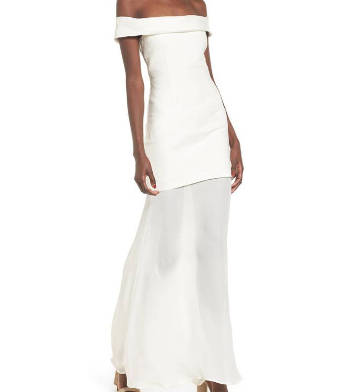 女子冰冷如石福克斯锦绣过肩礼服