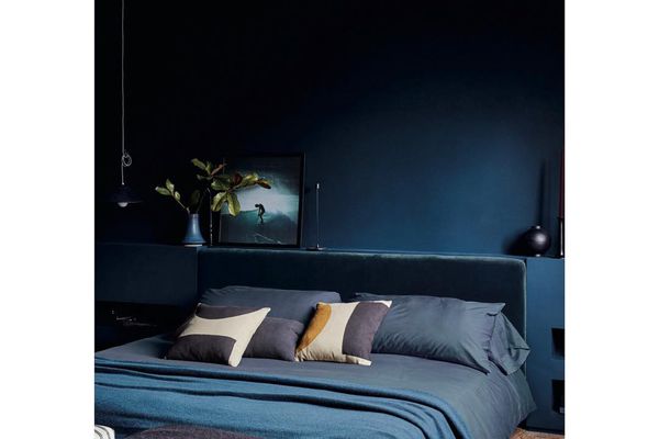 莎拉·谢尔曼塞缪尔海军蓝卧室