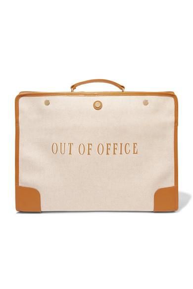 偷渡者可折叠真皮包裹的帆布旅行箱