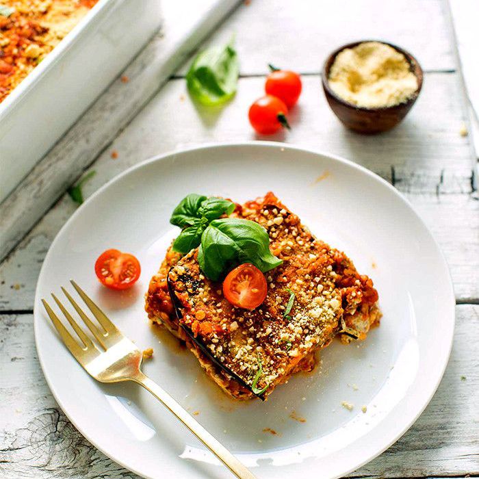 扁豆和茄子千层面