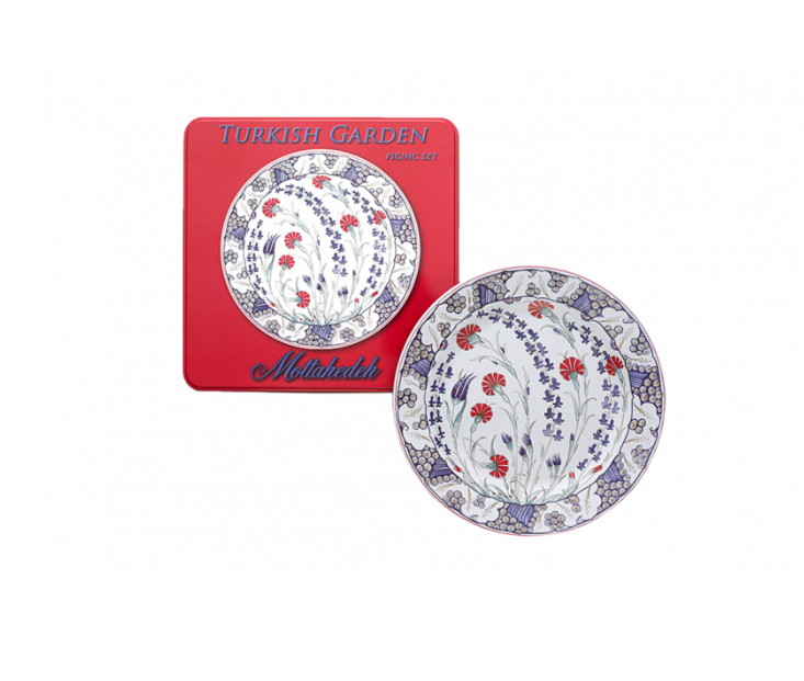 Turkish Garden Picnic Set of Four Tin Dinner Plates