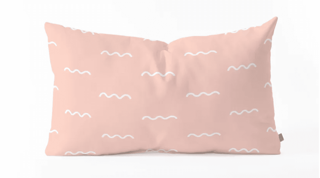 粉红色腰枕，白色花体