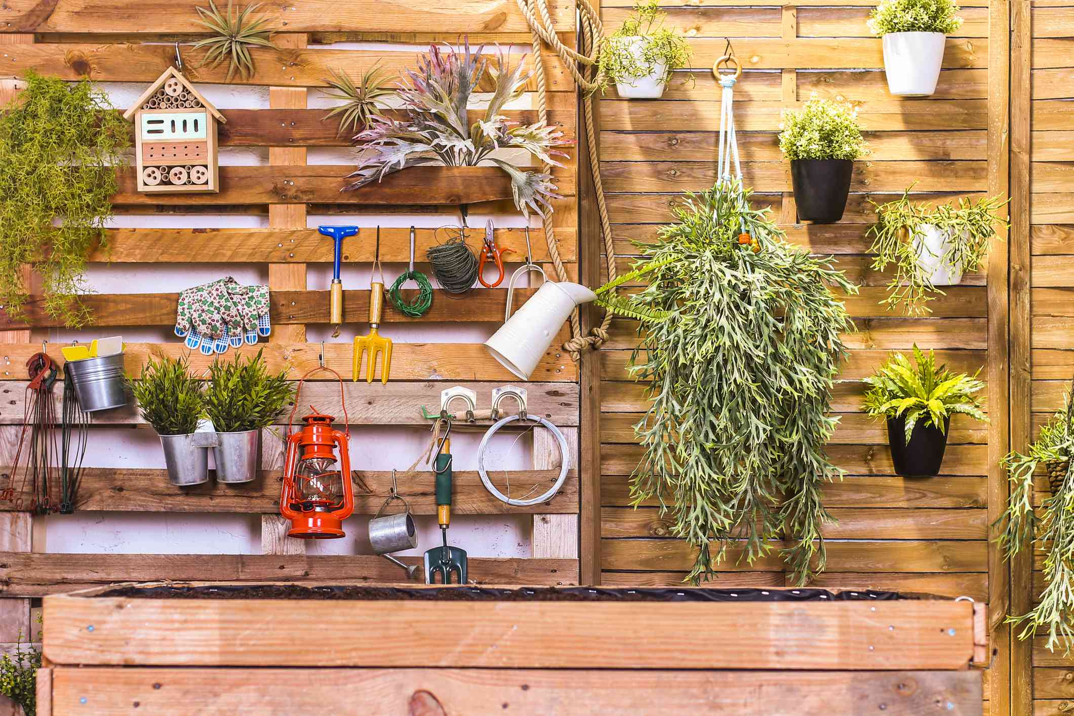 用托盘建造的花园。