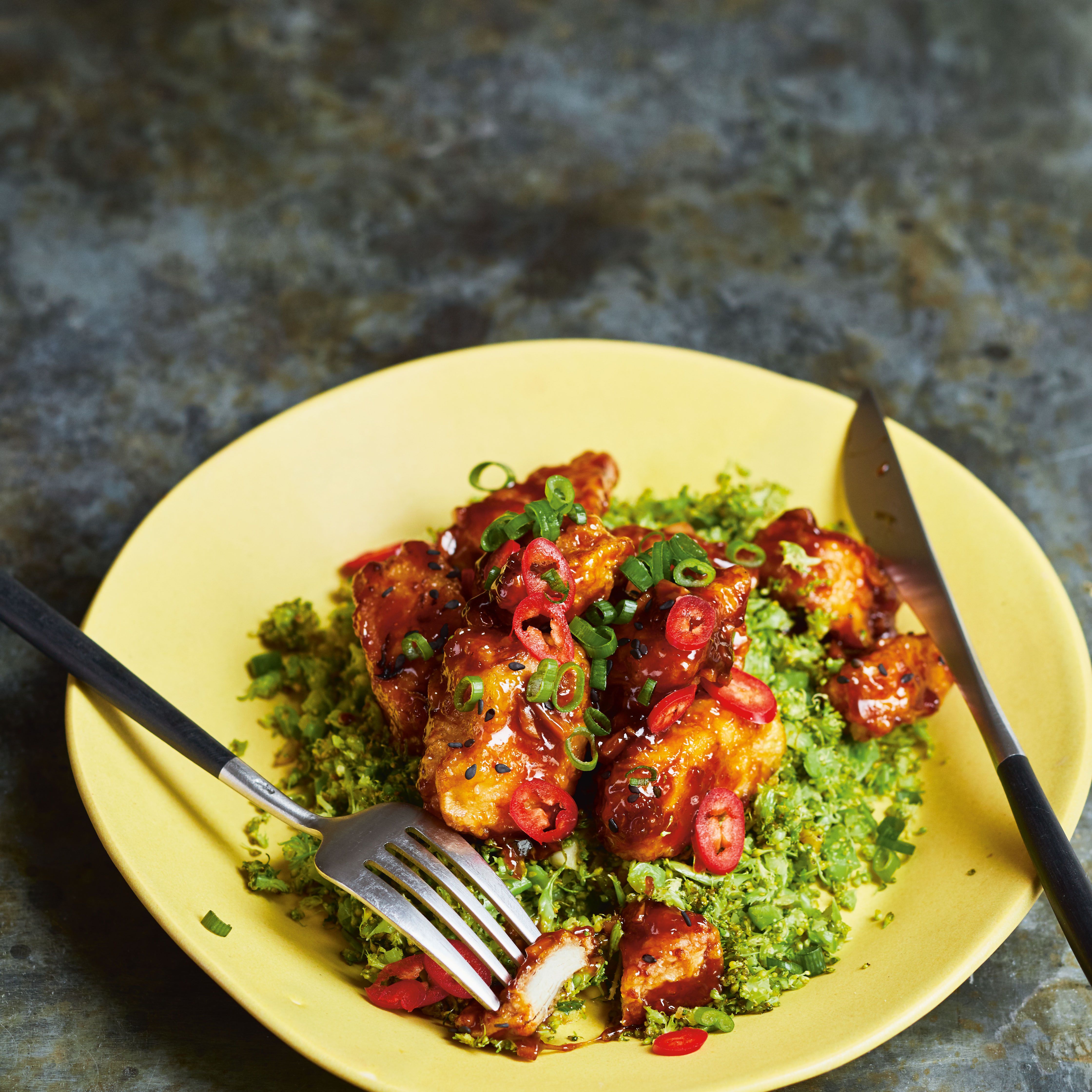 脆皮鸡桔子柠檬，姜西兰花米饭“class=