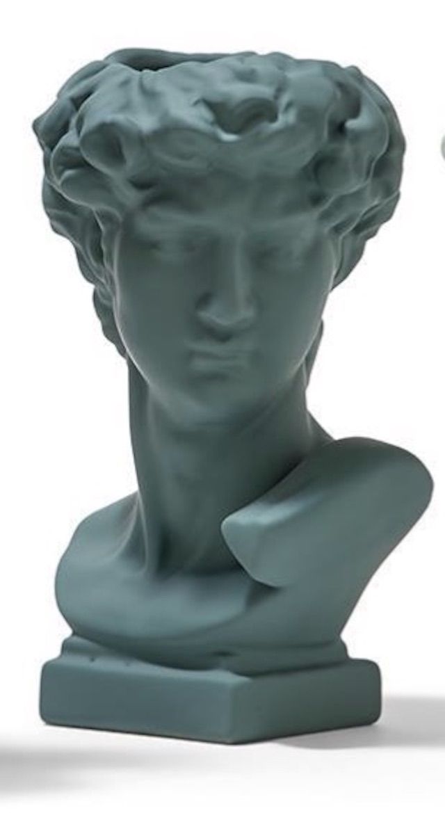 我们的生活由斯特拉斯阿波罗希腊半身像花瓶在深绿色