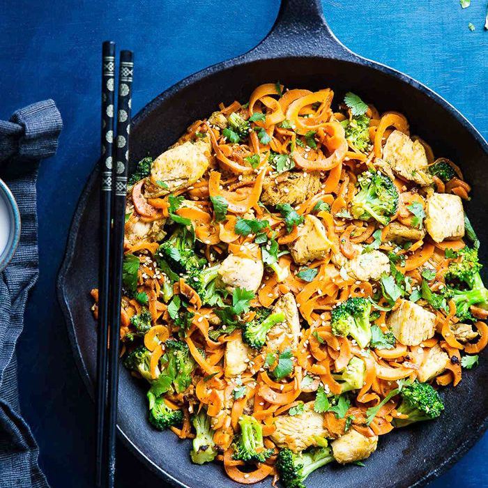 一锅红萝卜面炒鸡肉