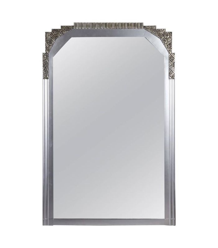 1stDibs大型法国装饰艺术风格的银色斜面镜