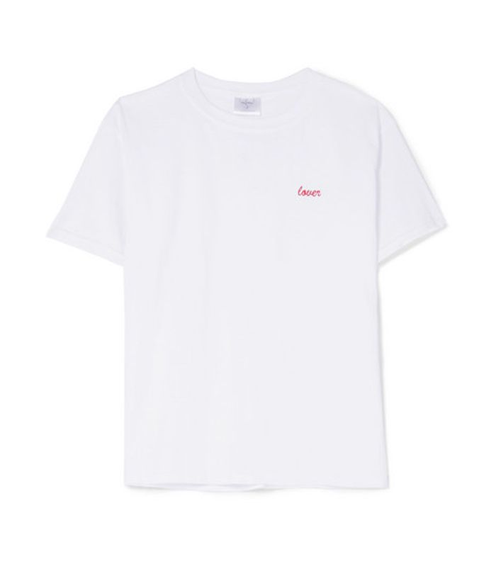 情人绣花棉针织T恤