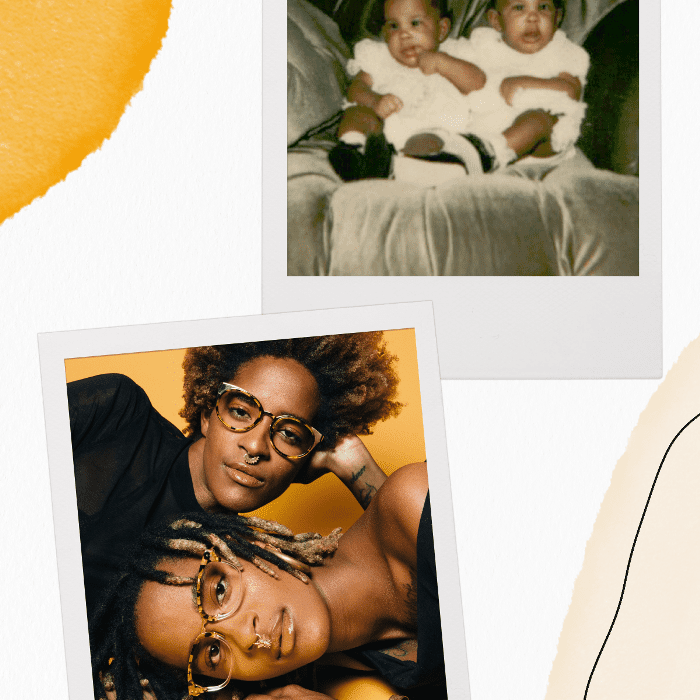 Corianna和布赖恩Dotson，创办人及可可和瑞麒眼镜的设计师的儿童和成人的画像