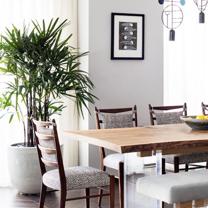 一个饭厅，一个人字纹木地板