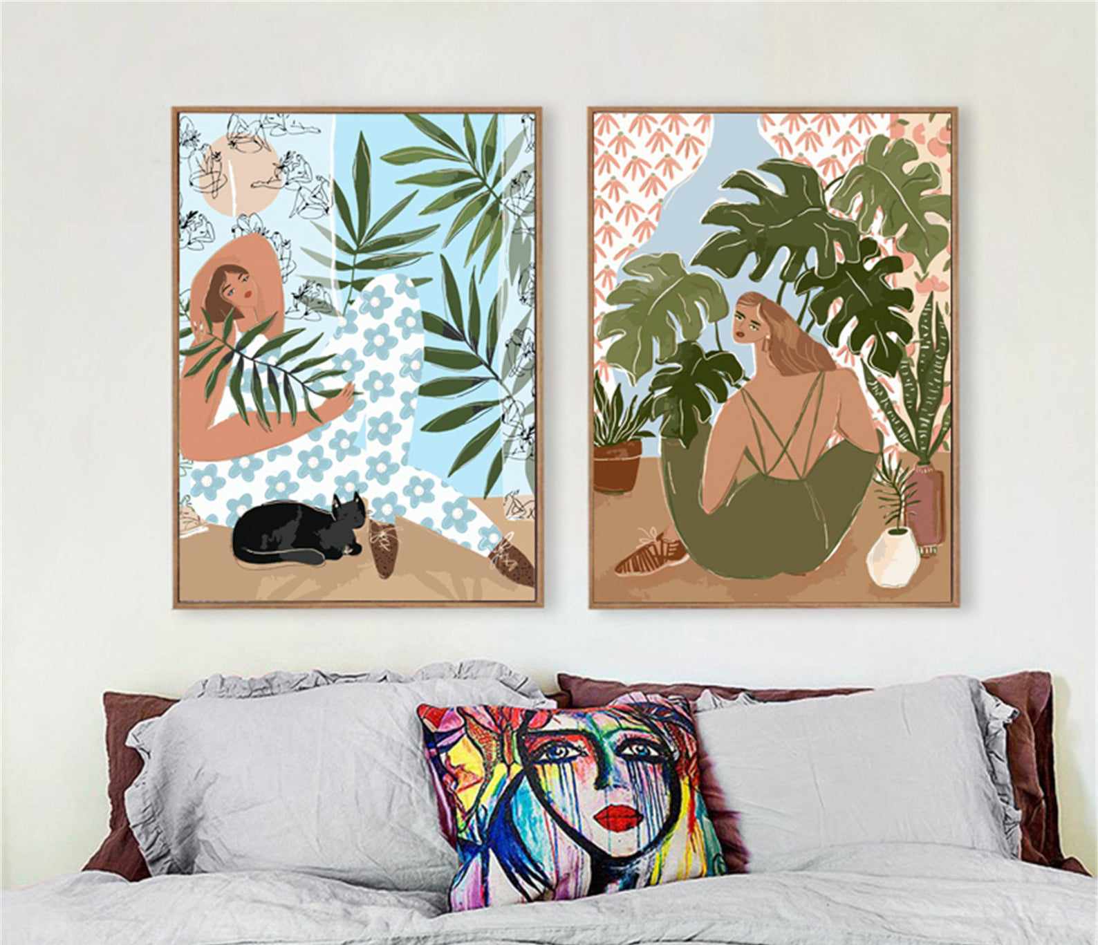 妇女和植物按数字套件绘画