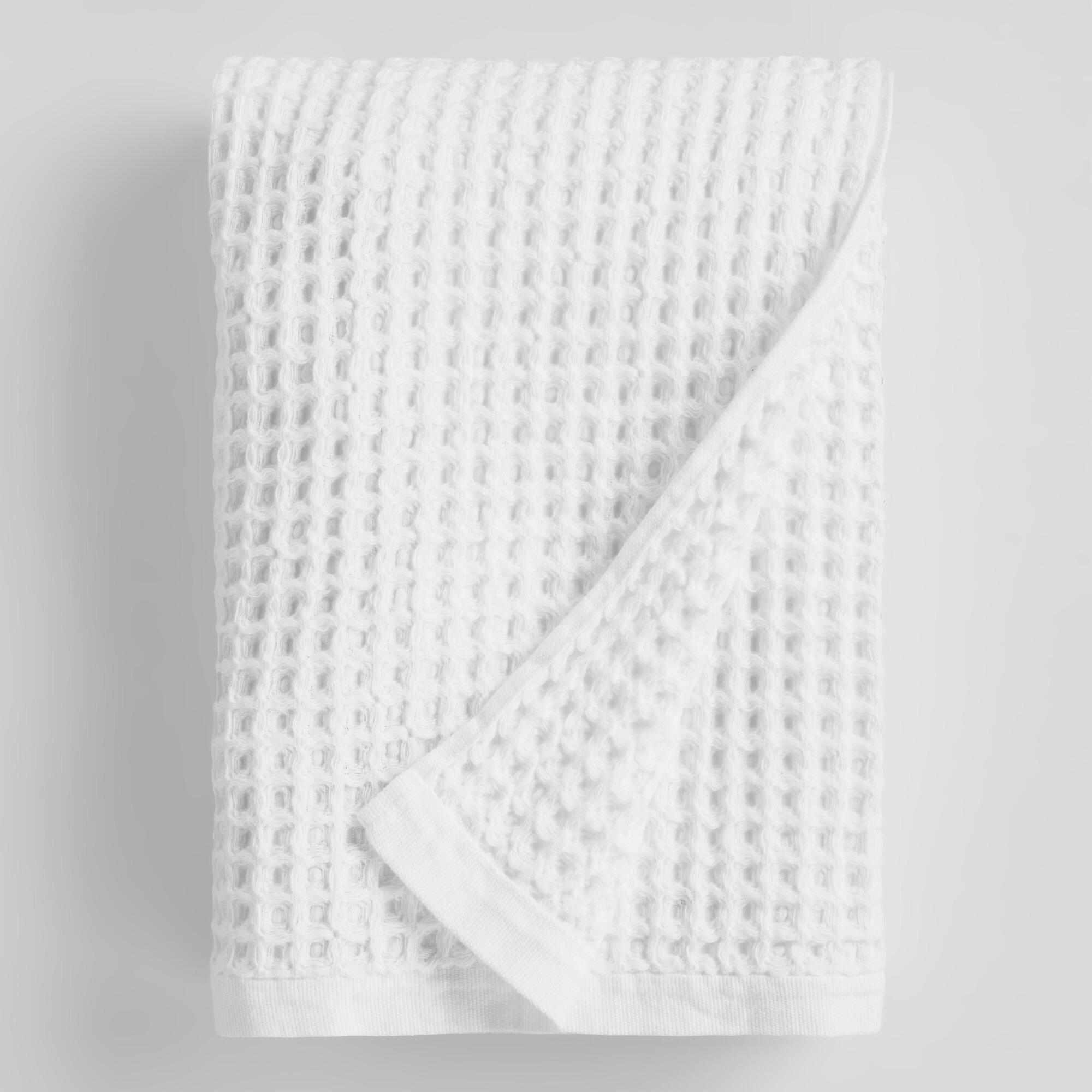 世界市场白色华夫格织棉布浴巾