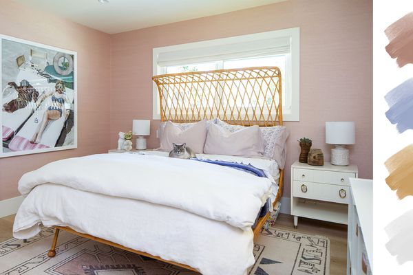 卧室配色方案-粉色+蓝色+白色+金色