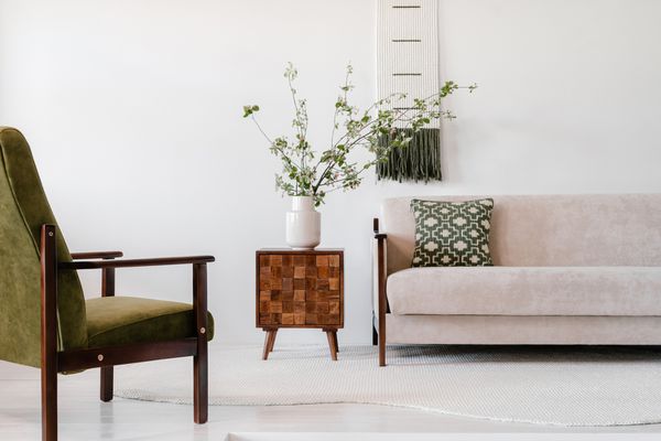 Comfortable Living Room In Natural Colors