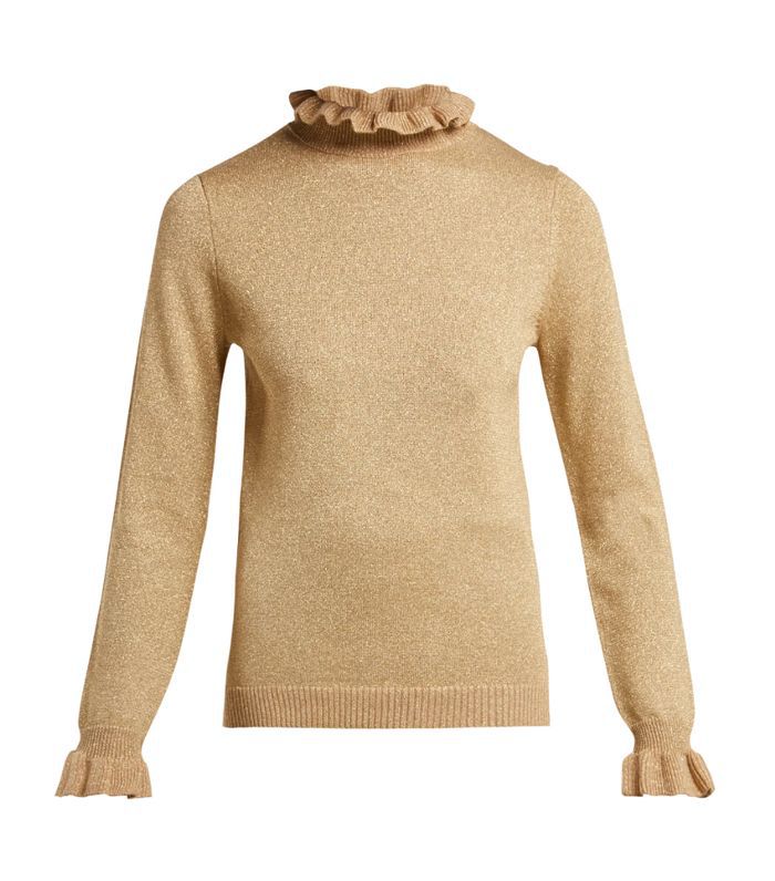 罗宾金属羊毛混纺辊颈毛衣