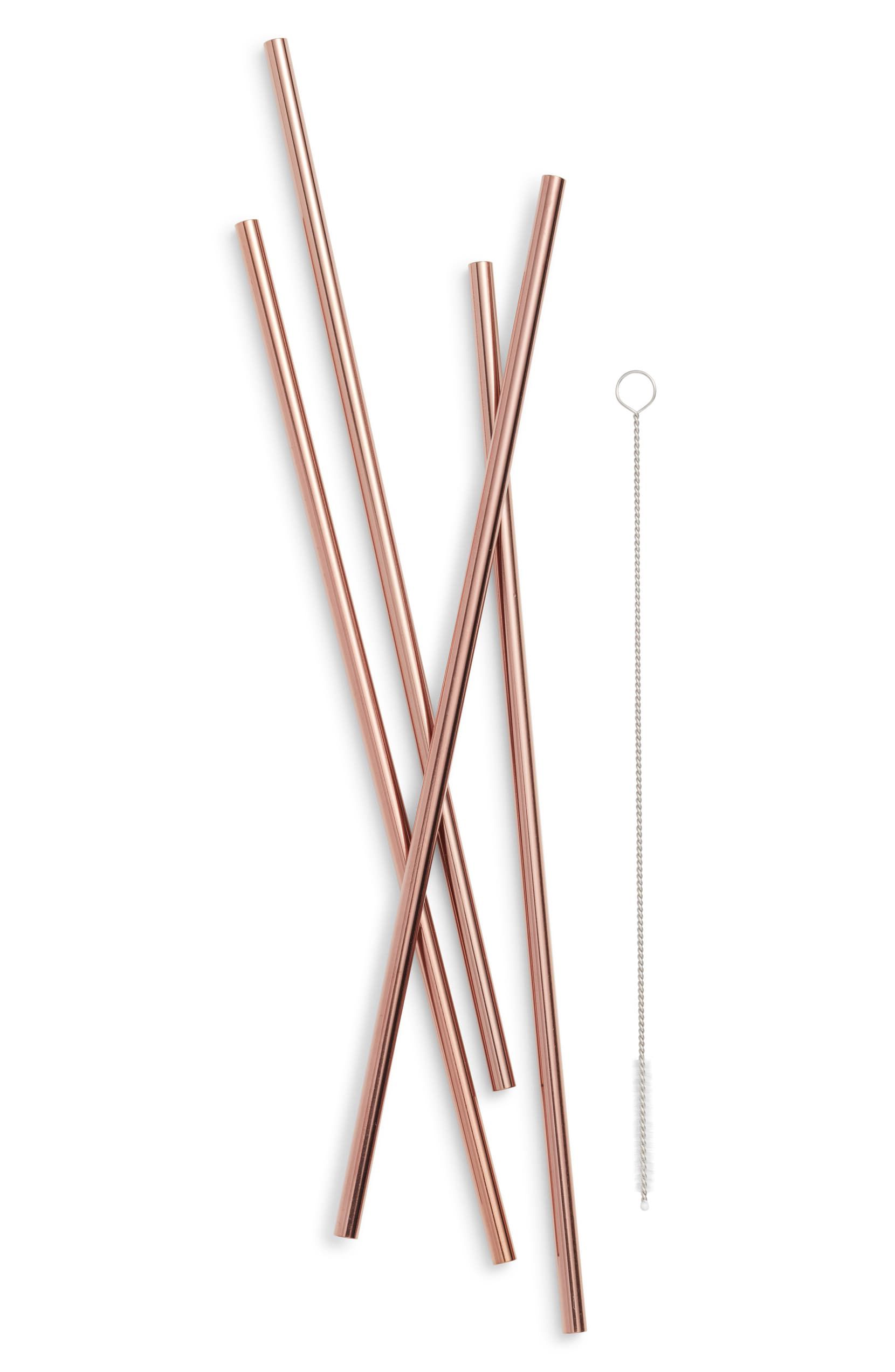 波特设置4个可重复使用金属吸管的