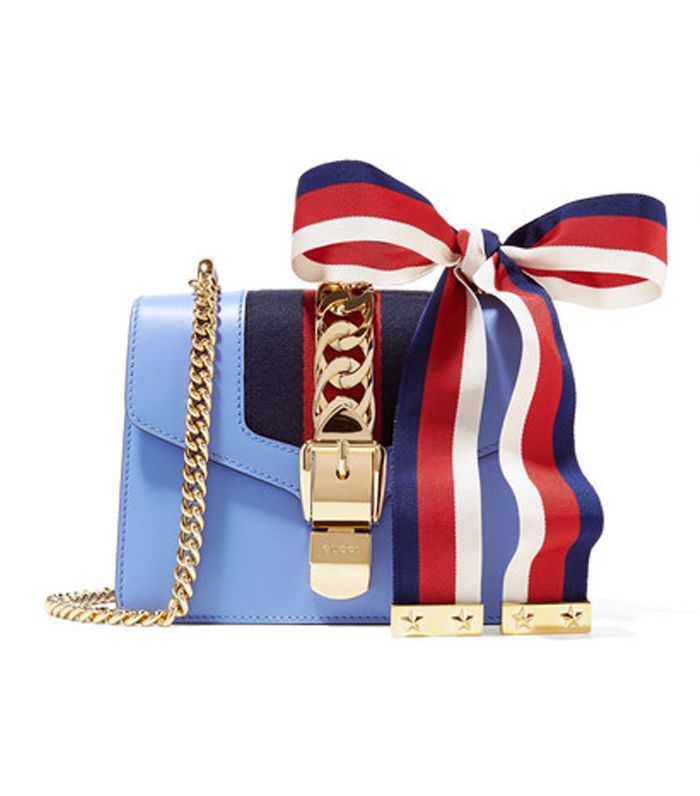 西尔维迷你链点缀皮革单肩包