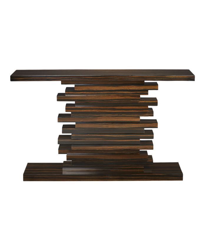 堆叠高光泽木控制台表