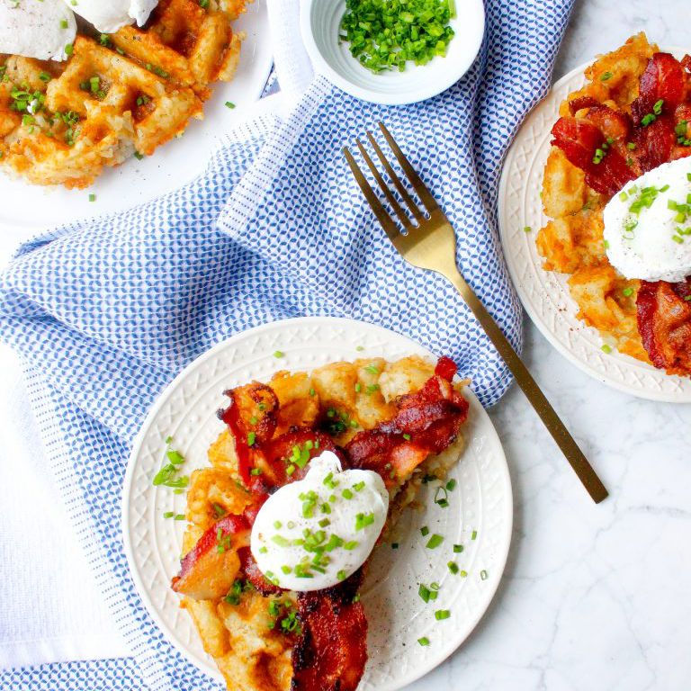 Tater tot waffles with truffle oil