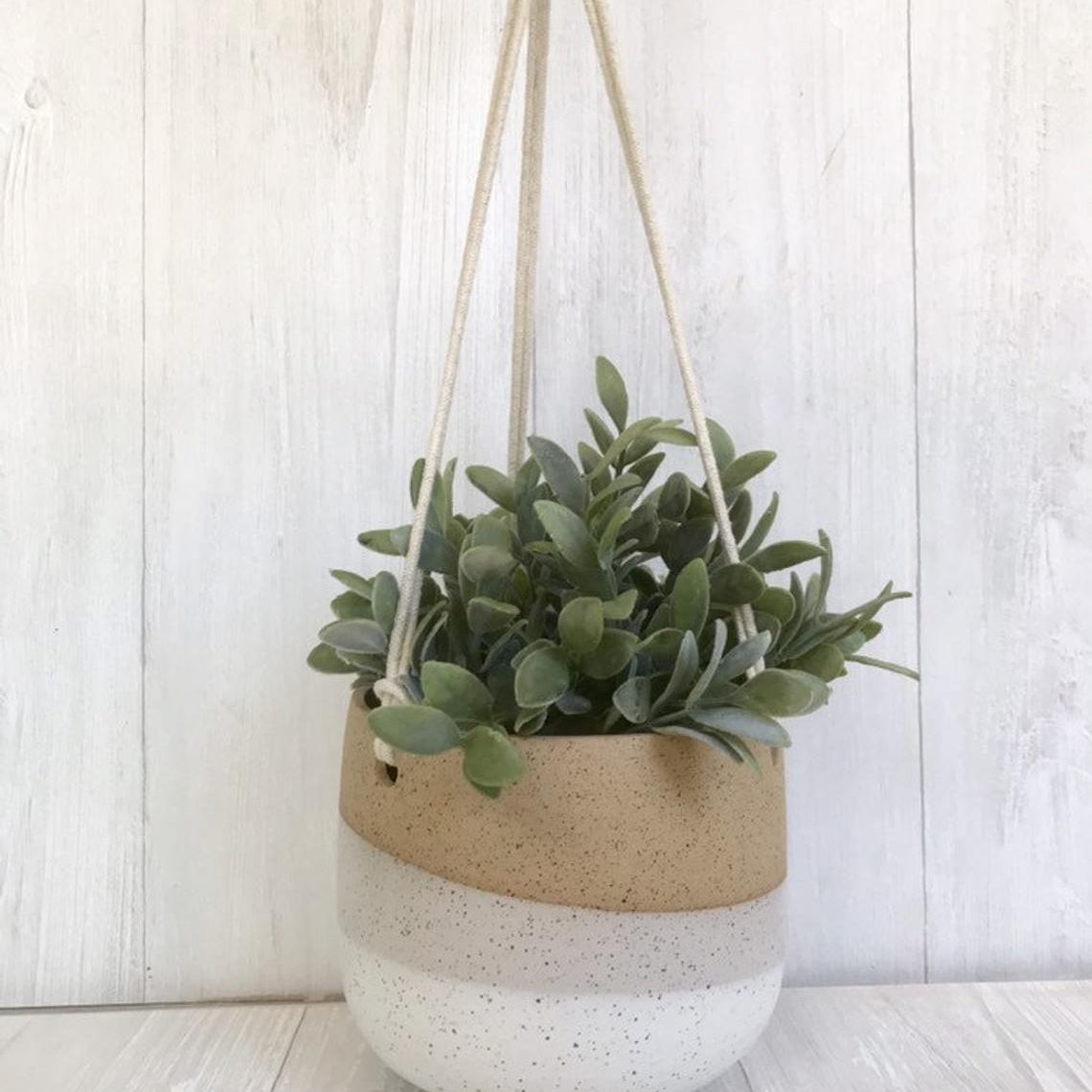 斑点陶瓷悬挂花盆