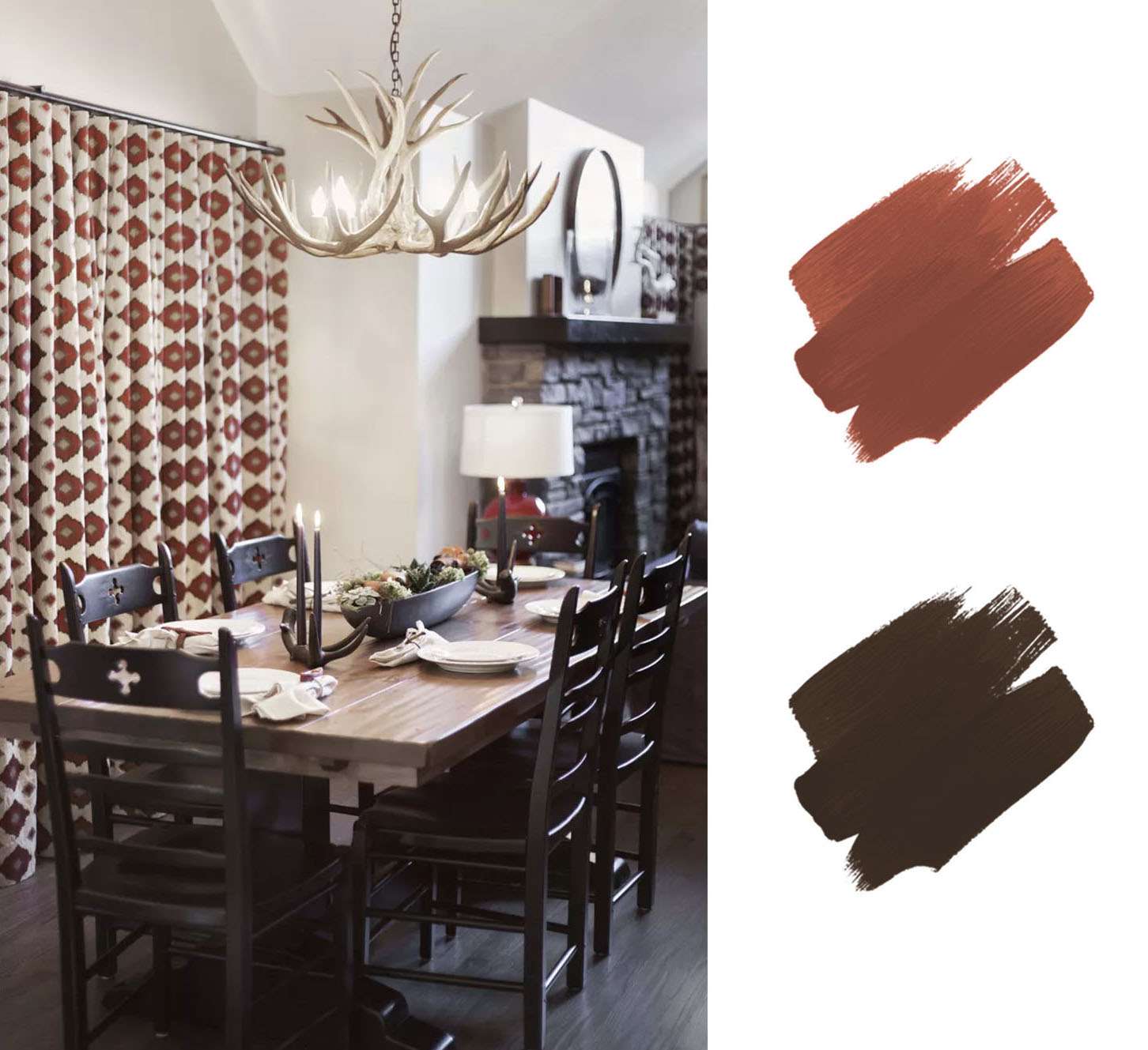 最佳大地色调调色板-红棕色餐厅