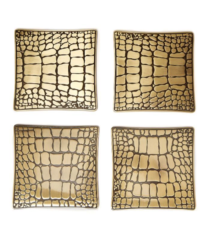 L'OBJET  - 鳄鱼黄铜杯垫套装 - 金