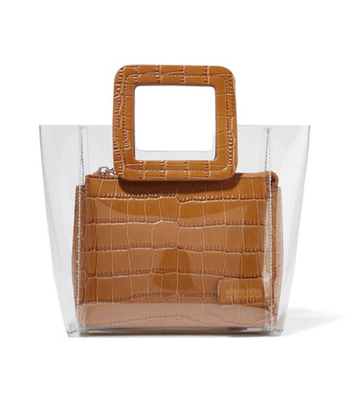 雪莉迷你鳄鱼效应革和PVC手提包