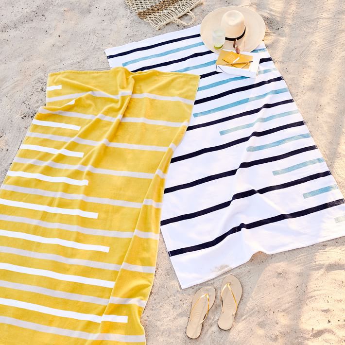 West Elm Organic Offset Lines Beach Towel